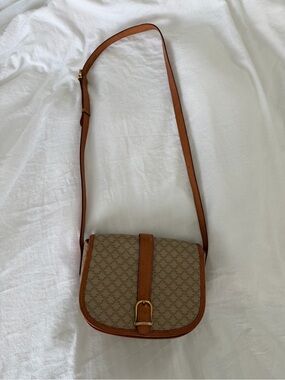 Vintage Celine Gold Macadam Flap Crossbody Bag